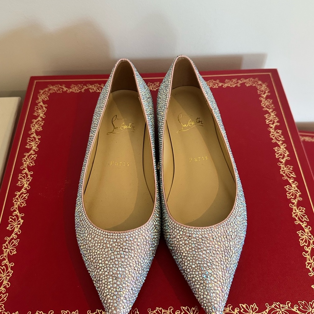 Christian Louboutin Crystal Embellished Pointed Toe Flats - Picture 3 of 5